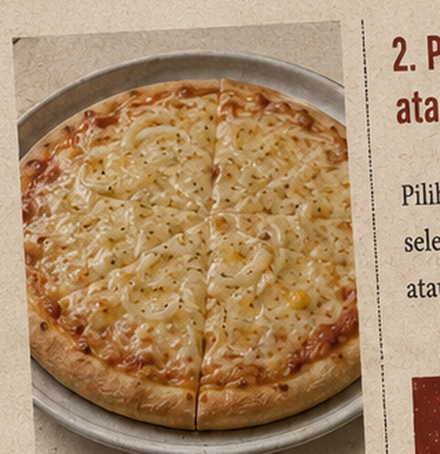 Pizza Original homemade Bekasi dengan keju dan bawang bombay